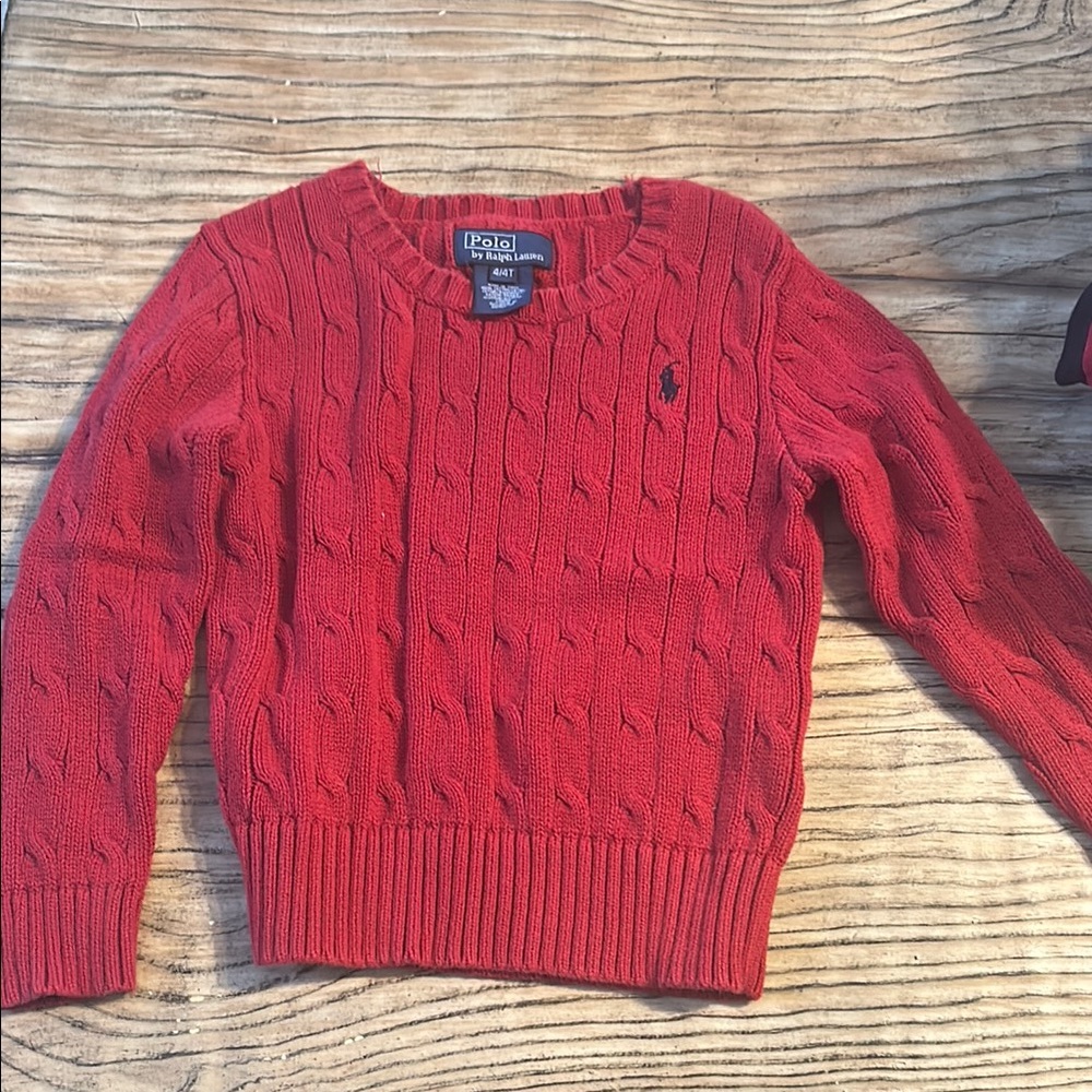 Polo by Ralph Lauren Red Cable Knit Sweater